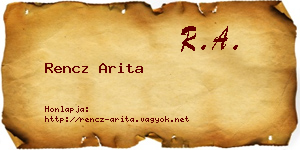 Rencz Arita névjegykártya